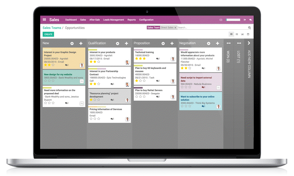 Odoo - Sample 2 for three columns